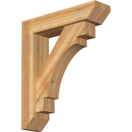 Ekena Millwork Merced Slat Rough Sawn Bracket w/ Offset Brace, Western Red Cedar, 6"W x 24"D x 28"H BKT0604X24X28MRC06RWR